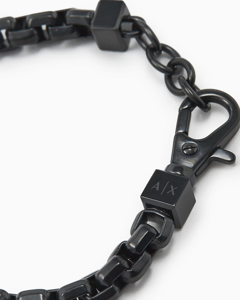 Armani Exchange -  Black Stainless Steel Chain Bracelet, Man, Multicoloured, Size: TU