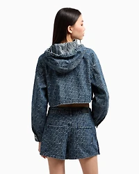 Allover Logo Denim Wrap Shorts