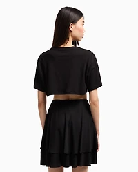 Cropped T-shirt with logo on the sleeves