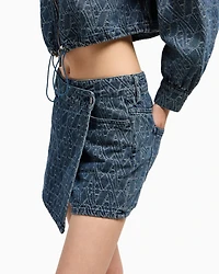 Allover Logo Denim Wrap Shorts