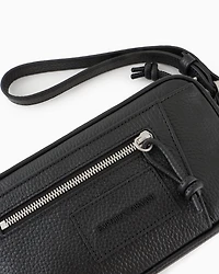 Emporio Armani - Tumbled leather washbag, Man, Black, Size: TU