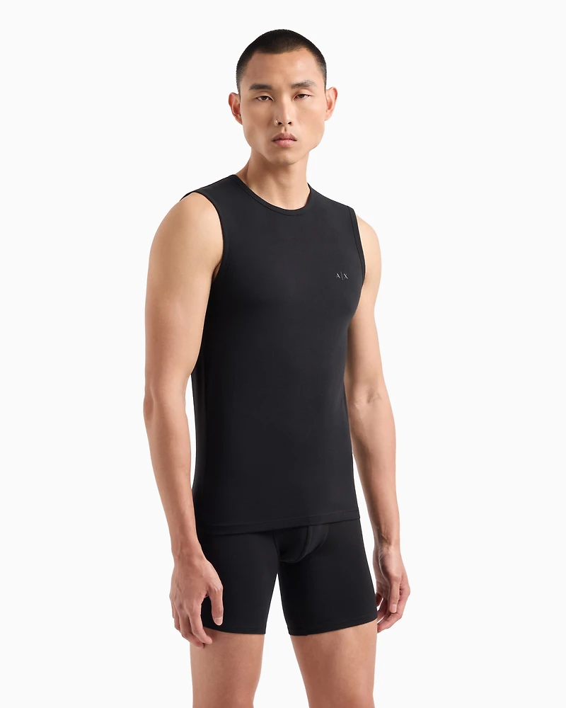 Cotton jersey tank top with logo