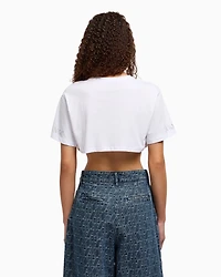 Cropped T-shirt with logo on the sleeves