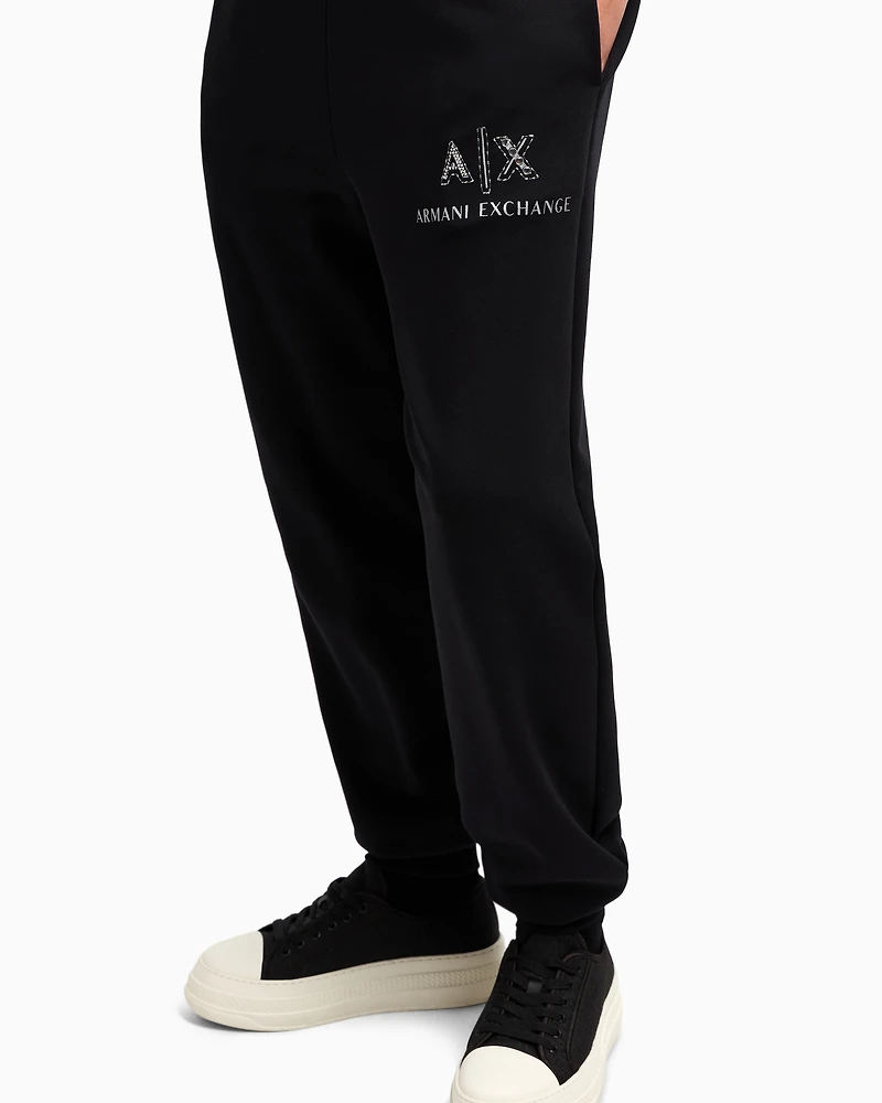 Jogger pants with logo and rhinestones