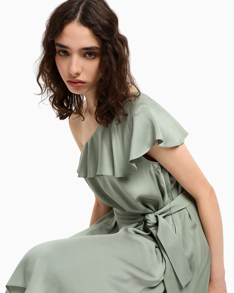 One-shoulder viscose dress