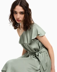 One-shoulder viscose dress