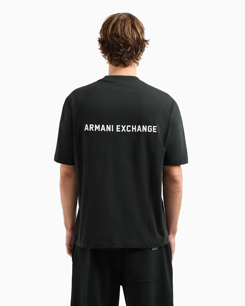 Armani Exchange - Regular fit T-shirt with logo print on front and back, Man, Green, Size: