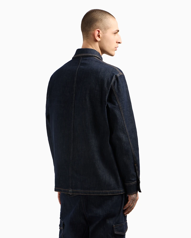 Denim jacket with logo patch