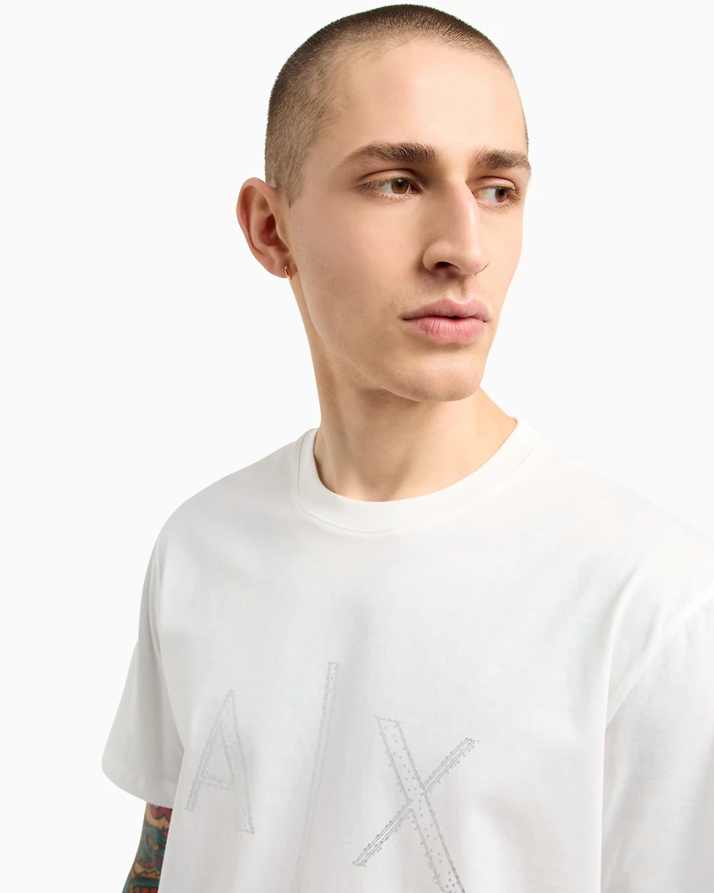Regular fit T-shirt with rhinestone logo