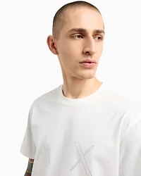 Regular fit T-shirt with rhinestone logo