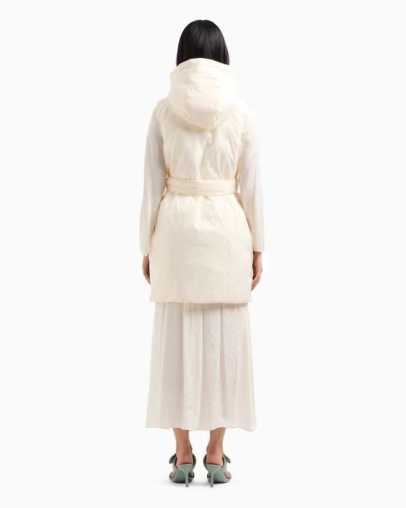 Long sleeveless jacket jacquard nylon with logo