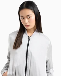Bomber jacket glitter satin fabric