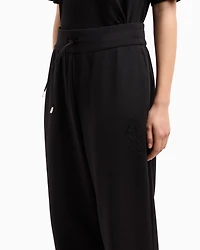 Interlock trousers with rhinestone logo