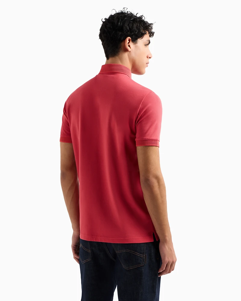 Slim fit stretch cotton polo with logo