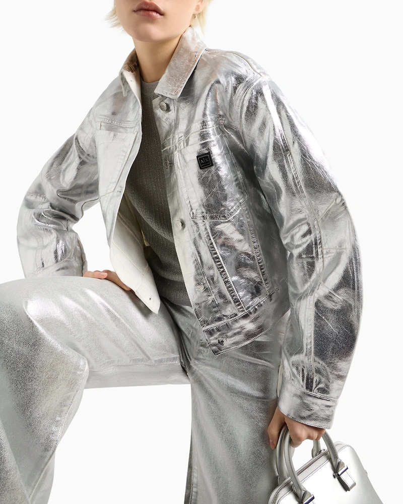 Long-sleeved sweater lurex yarn