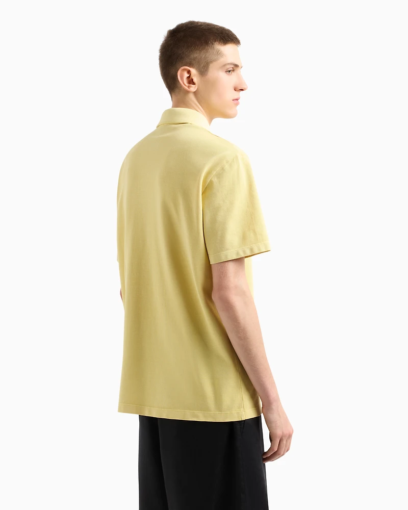 Used effect cotton piquet polo