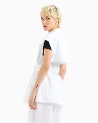 Double-breasted waistcoat with belt linen blend