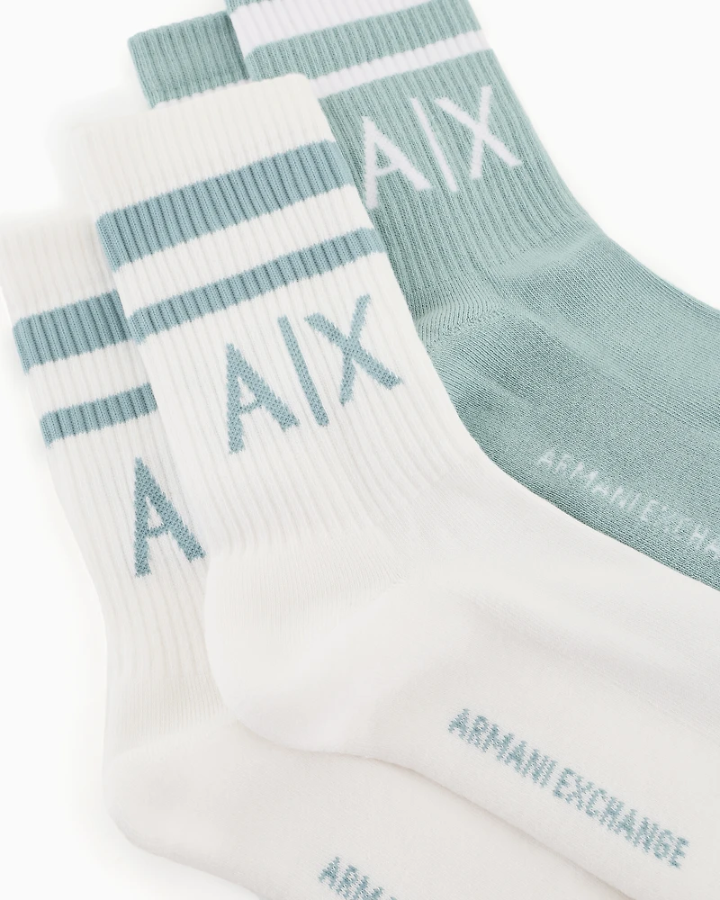 Set of 2 pairs of mixed cotton socks with logo