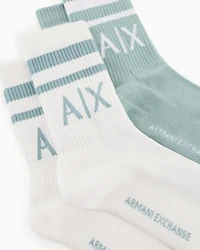 Set of 2 pairs of mixed cotton socks with logo
