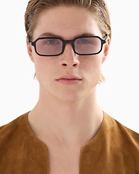 Emporio Armani - Men’s rectangular sunglasses, Man, Black, Size: 54L
