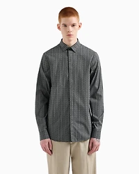 Armani Exchange - Slim fit micro-pattern shirt, Man, Black, Size: