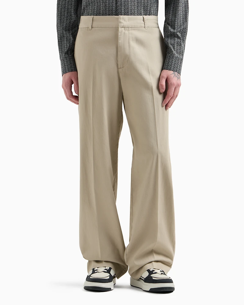 Oversized cotton twill trousers
