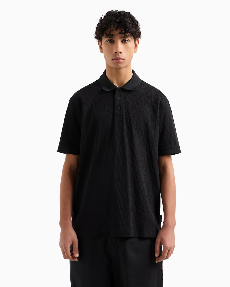 Regular fit polo shirt with tone-on-tone allover logo