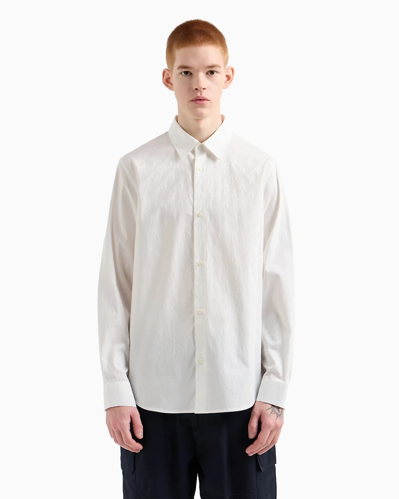 Regular fit cotton shirt with allover logo tone