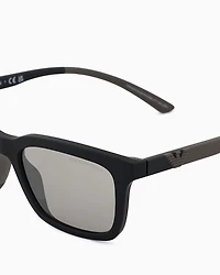 Emporio Armani - Men’s rectangular sunglasses, Man, Black, Size: 55L