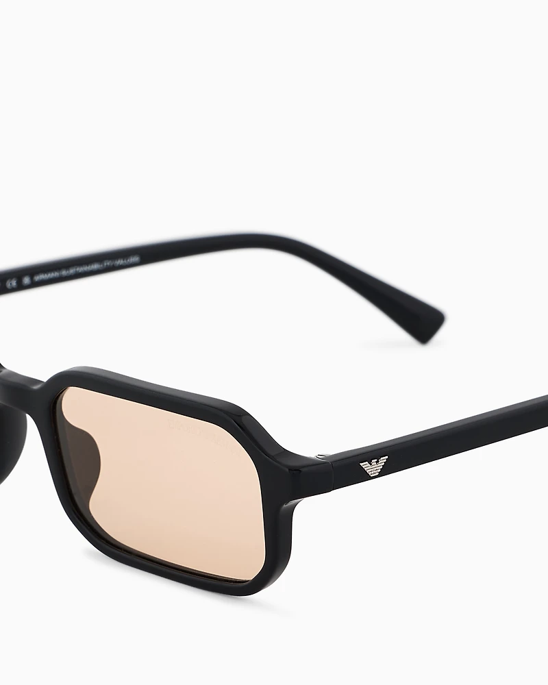 Emporio Armani - Men’s rectangular sunglasses, Man, Black, Size: 54L