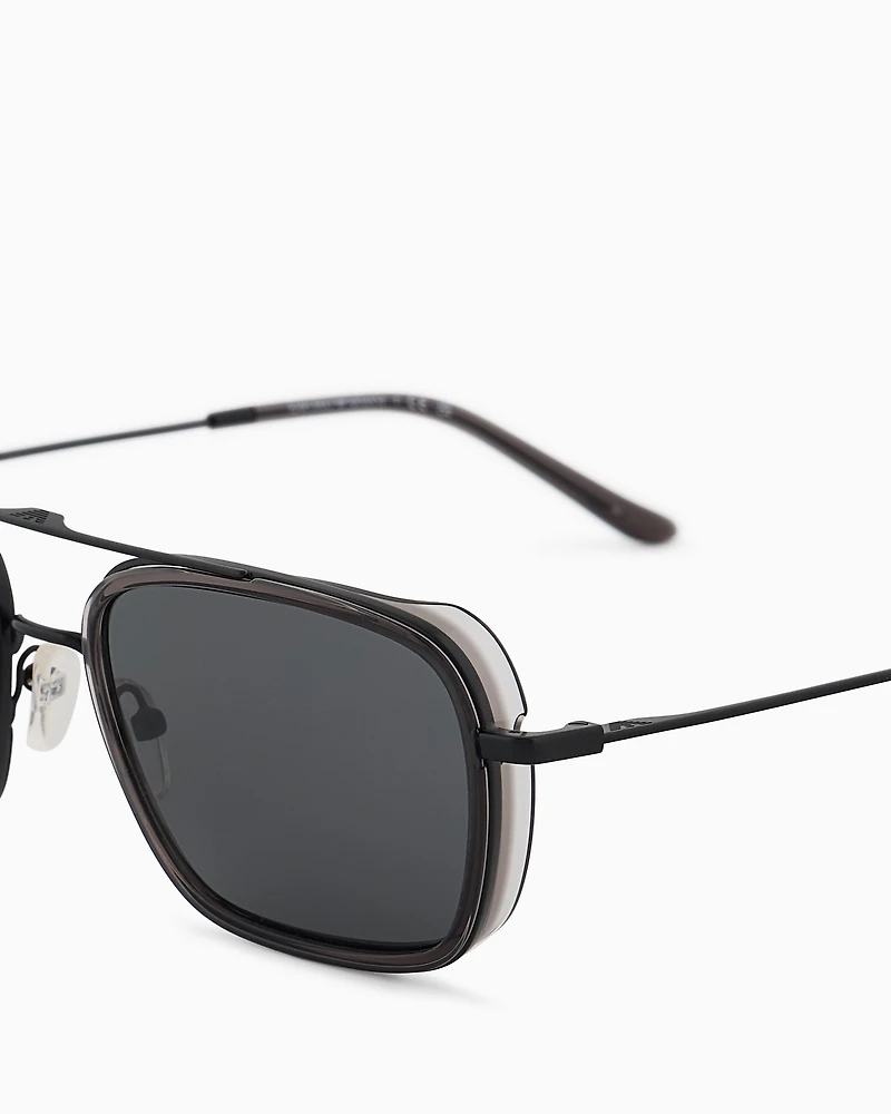 Emporio Armani - Men’s square sunglasses, Man, Black, Size: 54L