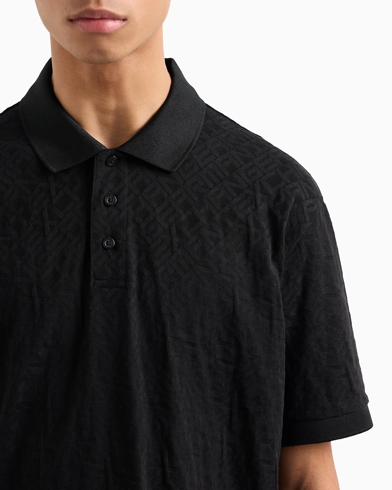 Regular fit polo shirt with tone-on-tone allover logo