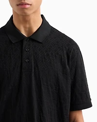 Regular fit polo shirt with tone-on-tone allover logo