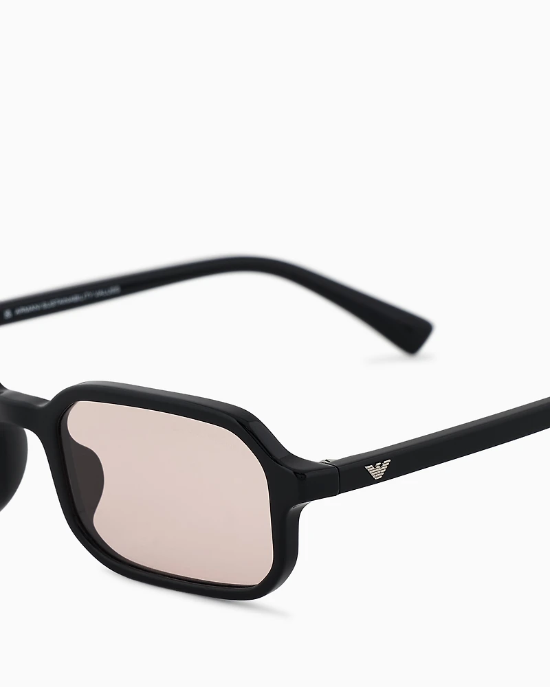 Emporio Armani - Men’s rectangular sunglasses, Man, Black, Size: 54L