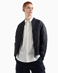 Regular fit cotton shirt with allover logo tone