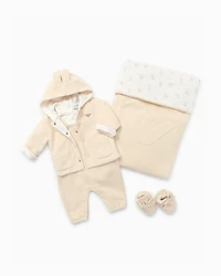 Emporio Armani - Funny winter soft bear fabric double-sided blanket, Unisex Junior, Beige, Size: TU