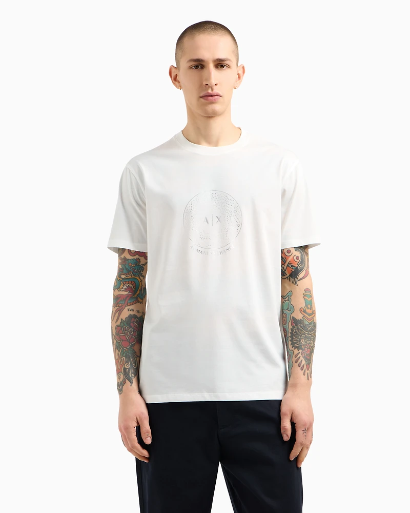 Regular fit T-shirt with golden rhinestones