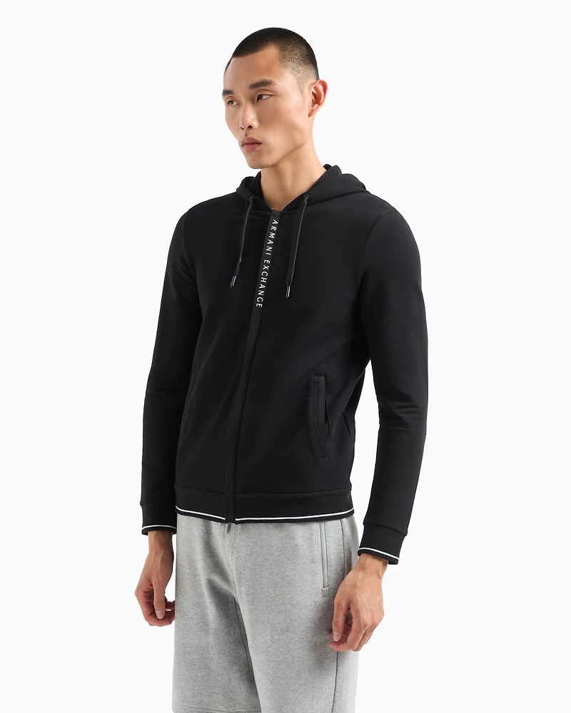 Stretch fabric zip-up sweatshirt