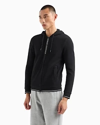 Stretch fabric zip-up sweatshirt