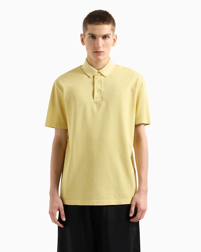Used effect cotton piquet polo