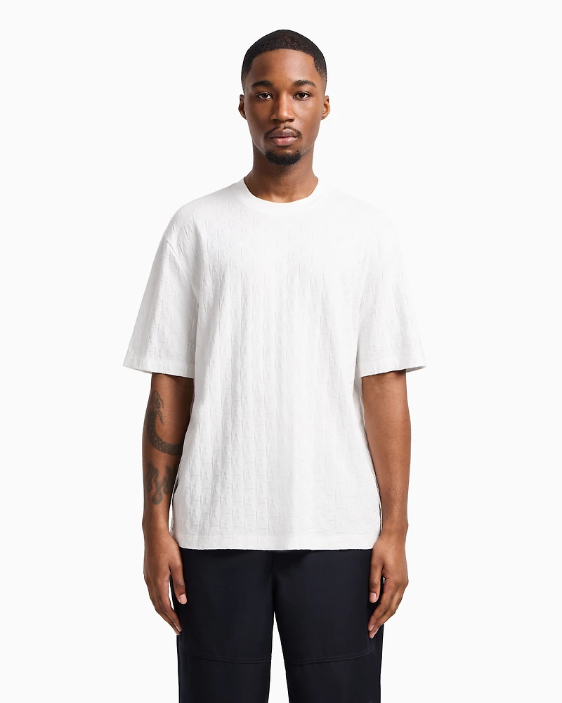 Regular fit cotton T-shirt with tone-on-tone allover logo