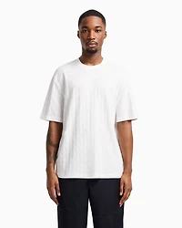 Regular fit cotton T-shirt with tone-on-tone allover logo