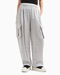 Cargo pants glitter satin fabric