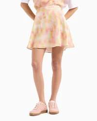 Flared skirt patterned satin