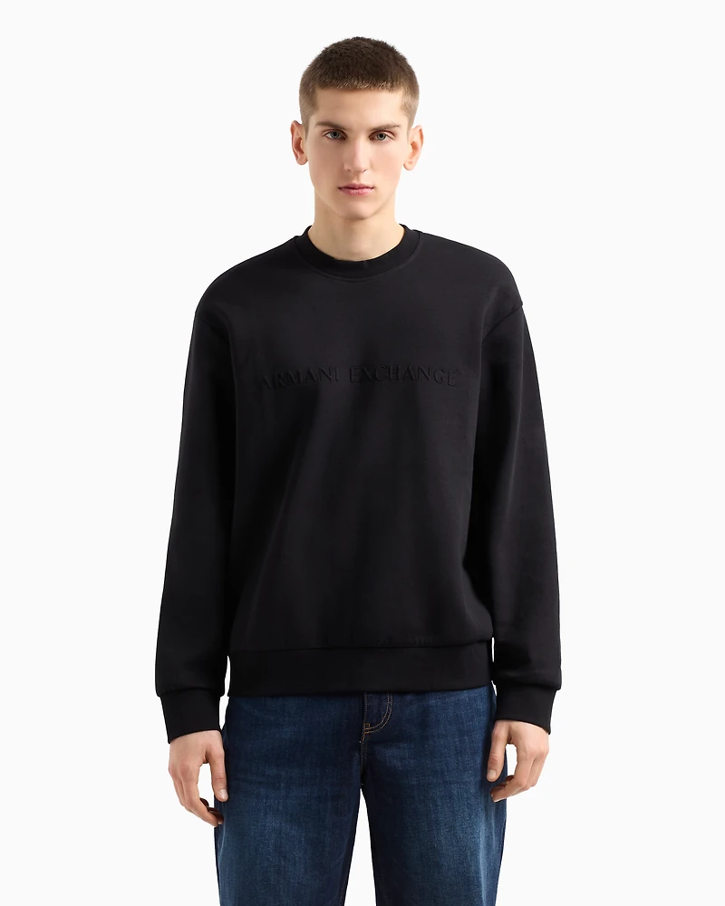 Armani Exchange - Crewneck cotton blend sweatshirt, Man, Black, Size: