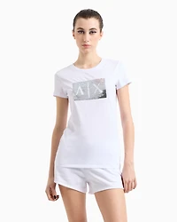 Armani Exchange - Slim fit T-shirt stretch cotton jersey, Woman, White, Size: