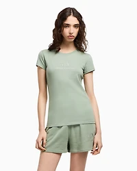 Slim fit T-shirt with logo and rhinestones
