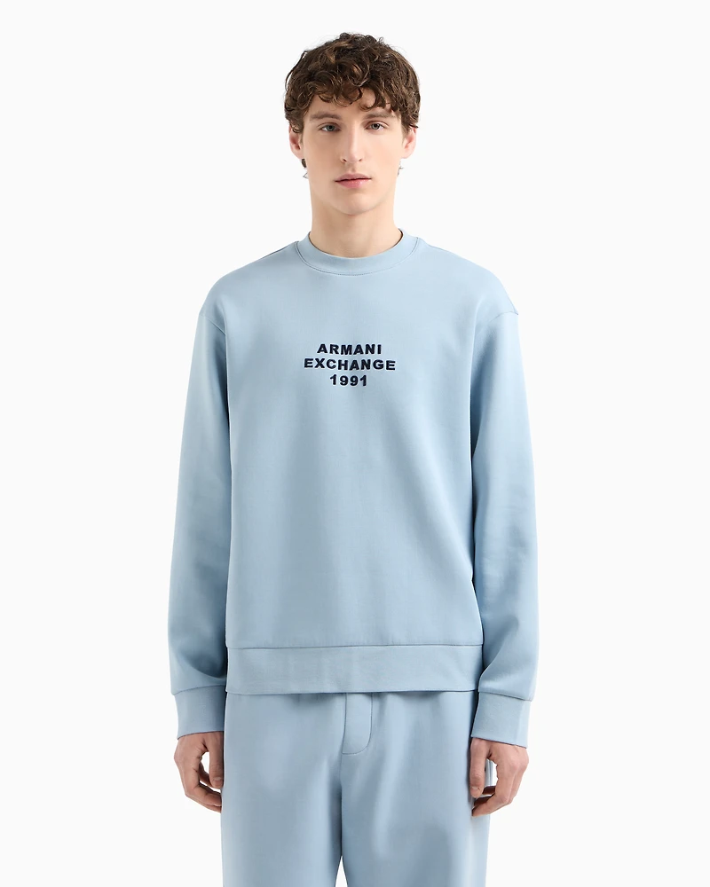 Crewneck sweatshirt bonded stretch fabric