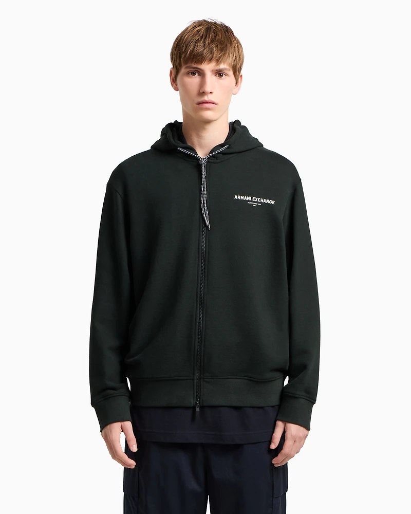 Zip-up hoodie with Milan/New York print on the back