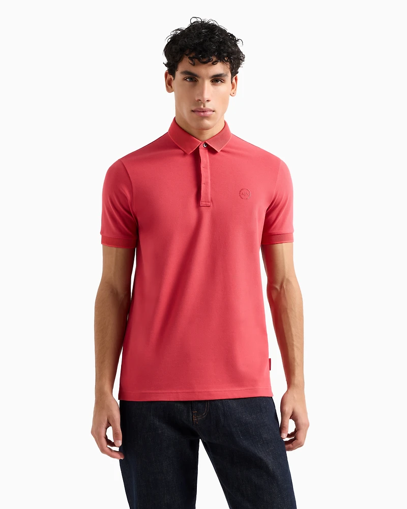 Slim fit stretch cotton polo with logo